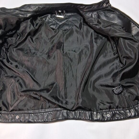 Vintage Y2K J2 By Jou Jou Women’s XL Black Faux Leather Cropped Bomber Jacket - Picture 5 of 11